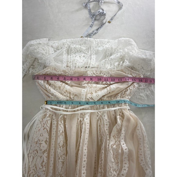 Baltic Born Lace Maxi Off the Shoulder White Cream Dress Small - Picture 10 of 10
